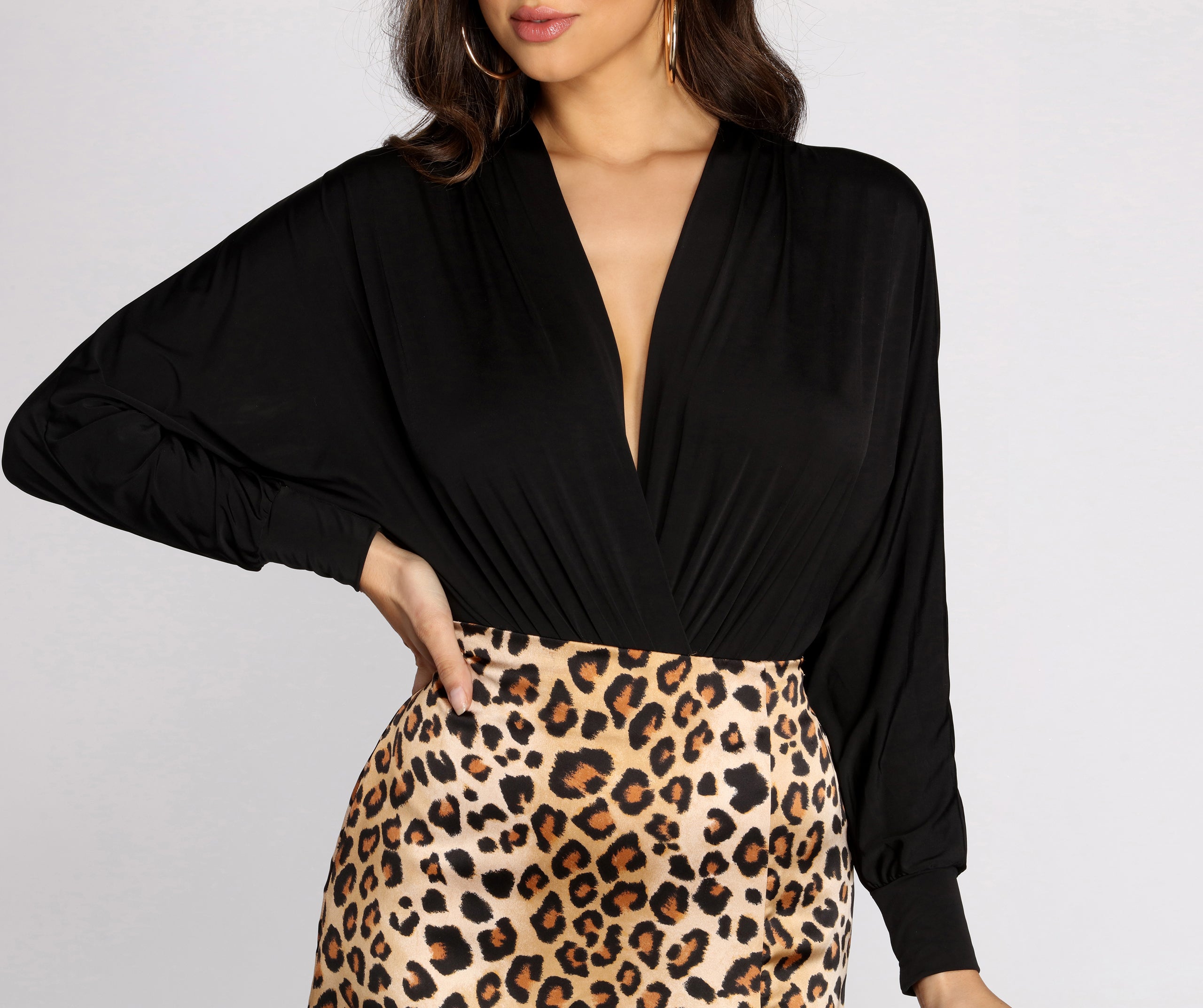 My Oh My Plunging Surplice Bodysuit