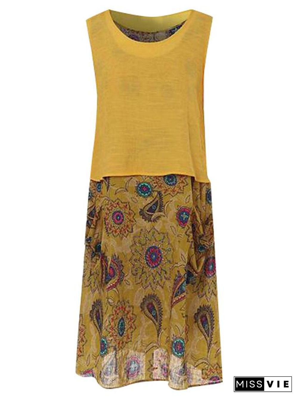 Women's A-Line Dress Maxi long Dress Sleeveless Geometric Print Vintage Boho Blue Red Yellow Green M L XL XXL 3XL 4XL 5XL