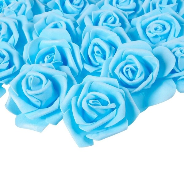 100Pack Blue Rose Artificial Flower Heads for Wedding Home Party Decorations