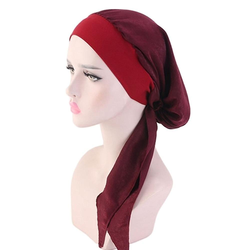 Women's Muslim Turban Hijab Cancer Chemo Hat Flower Print Cap Hair Loss Cover