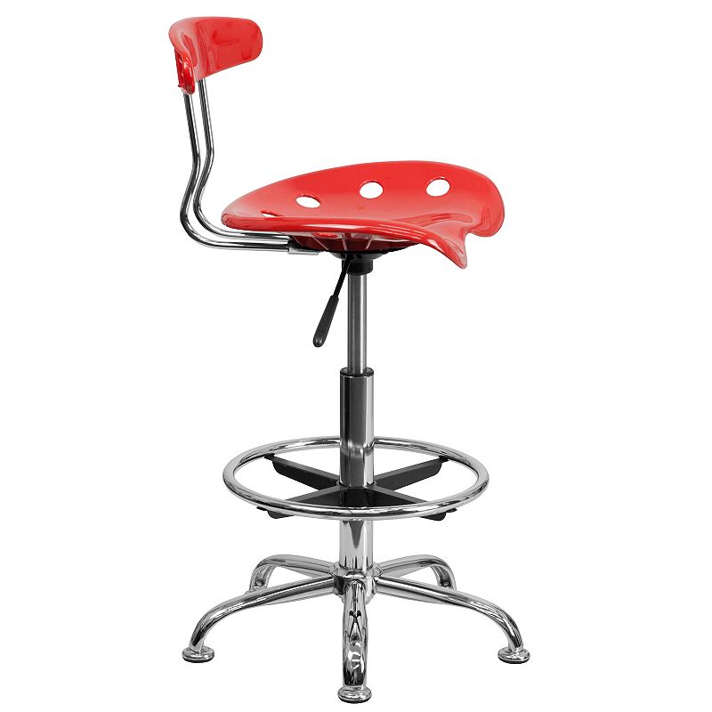 Flash Furniture Bradley Cherry Tomato Tractor Seat Drafting Stool