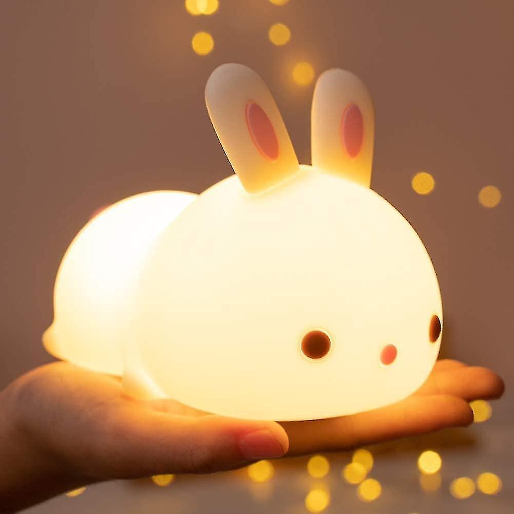 Cute Night Light Kids Lamp， 16 Colour Changing Baby Night Light， Rechargeable Battery Night Light， Bunny Night Lamp