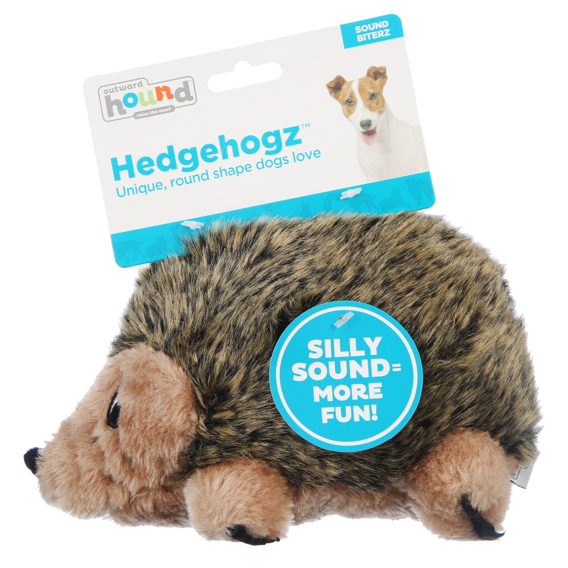 Outward Hound Hedgehogz Grunting Plush Dog Toy， Brown， Medium