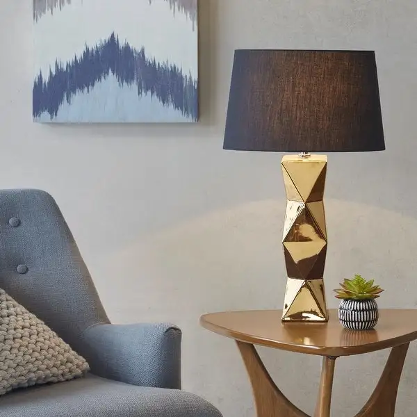 INK+IVY Kenlyn Geometric Ceramic Table Lamp