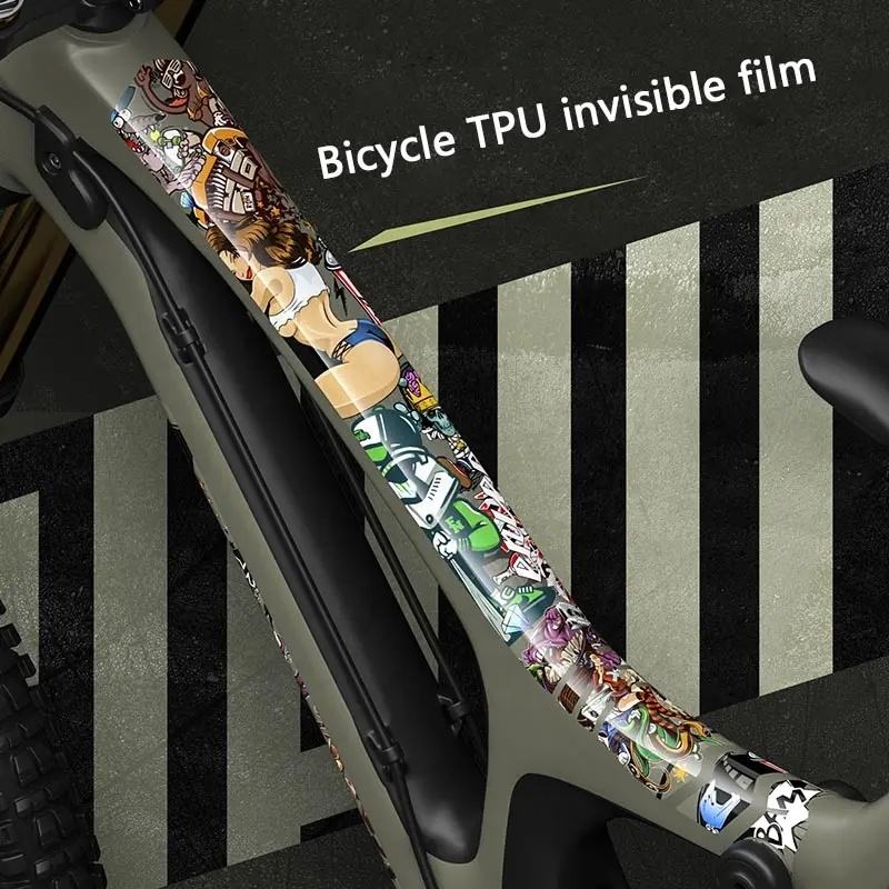 Colorful Patterns TPU Scratch Resistant Bicycle Sticker Frame Protector Anti Skid Cycle Guard Frame Cover MTB Road Bike Sticker