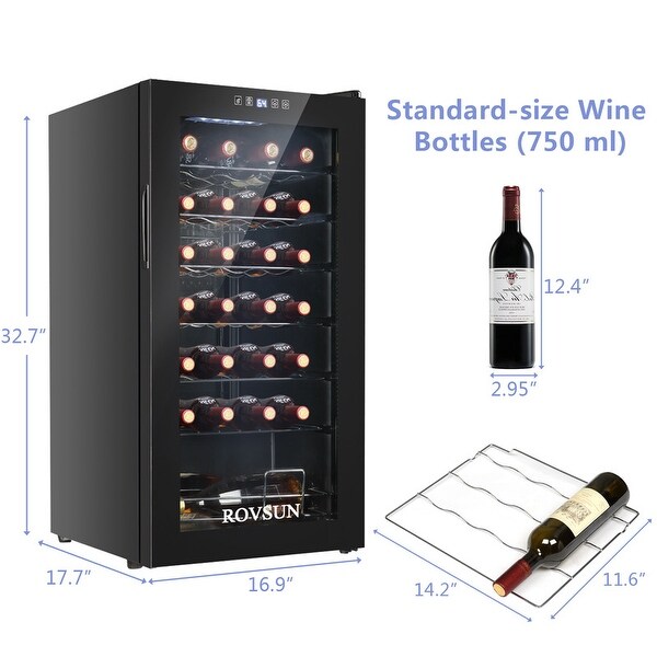 2.8-Cu.Ft 28Bottle Compressor Wine Cooler， Black