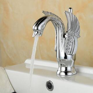 BWE Swan Single Hole Single-Handle Bathroom Vessel Sink Faucet With Pop Up Drain  Overflow Cover in Polished Chrome A-97001-C