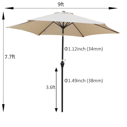 9ft Patio Umbrella Outdoor Portable Table Market Umbrella with Push Button Tilt/Crank Waterproof UV-proof