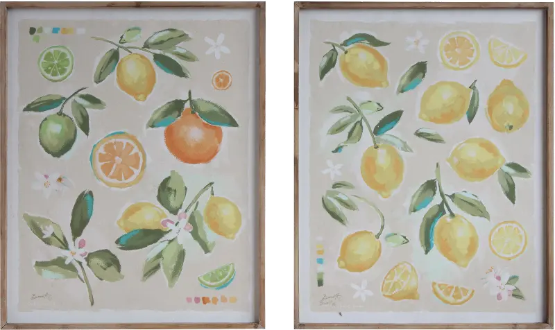 Assorted Citrus Fruit Wood Framed Canvas Wall Decor