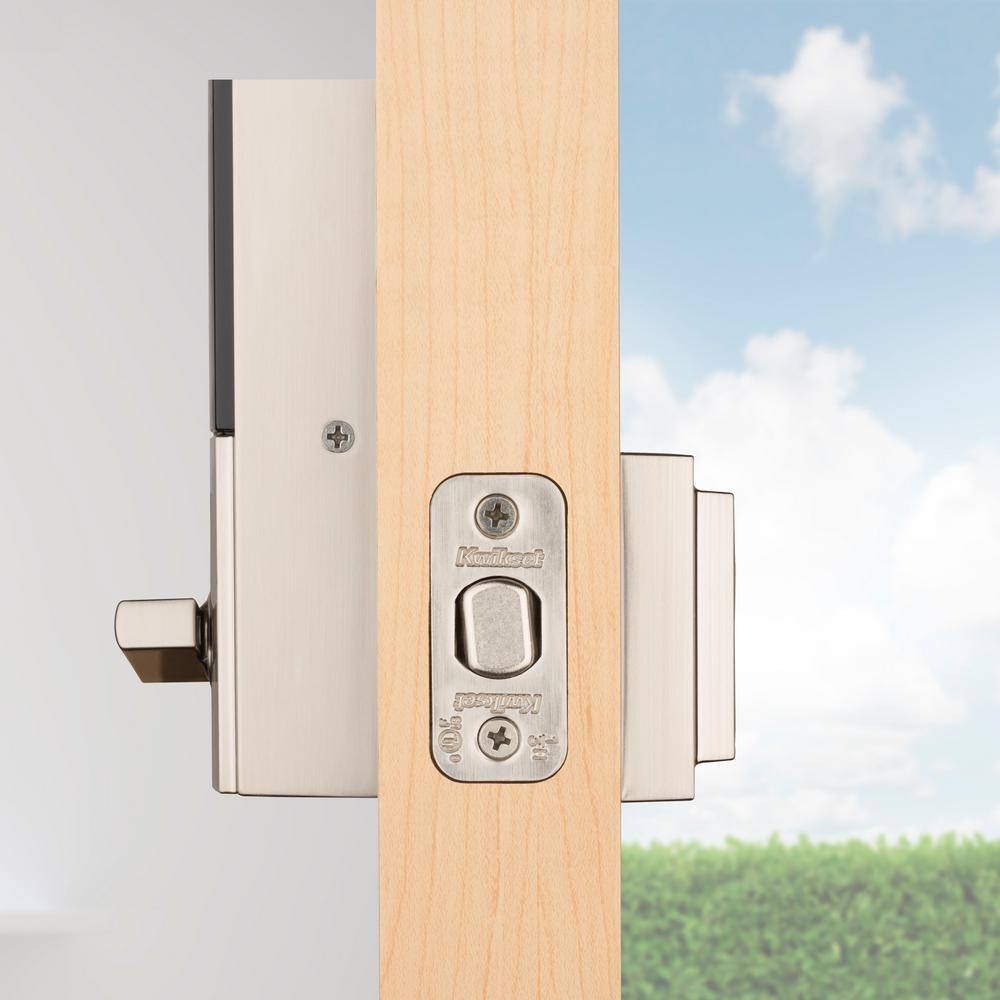 Kwikset Kevo 2nd Gen Contemporary Square Satin Nickel Single Cylinder Touch-to-Open Bluetooth Smart Lock Deadbolt 925 KEVO2 CNT DB 15