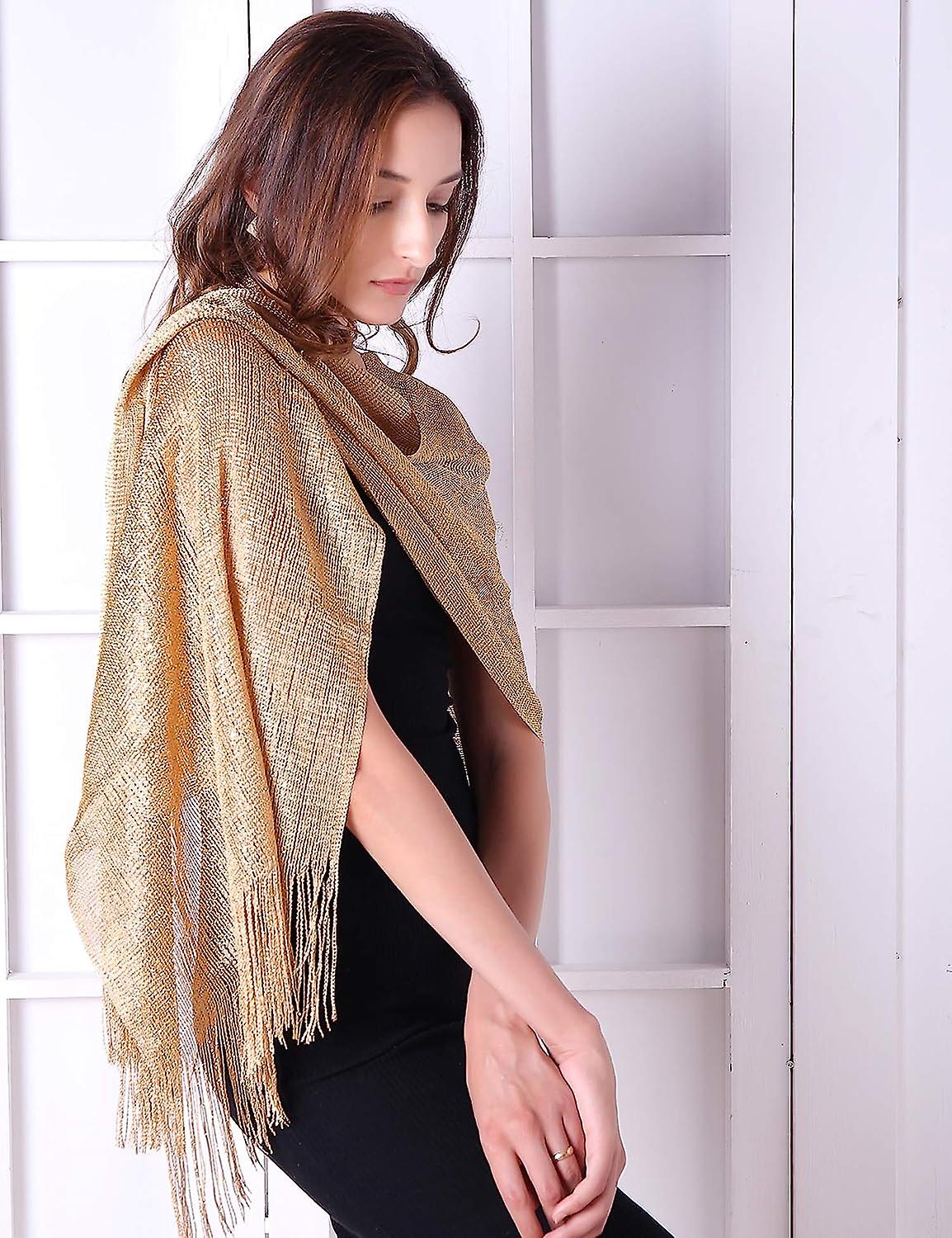 Women's Sparkle Shawls And Wraps For Party Dresses Gold