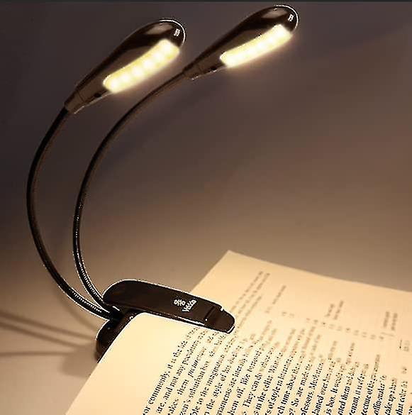 12 Led Rechargeable Warm Book Light/music Stand Light， Clip On Reading Light In Bed， Eye Protection Dual