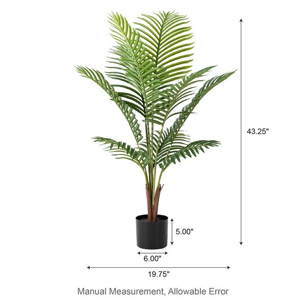 Glitzhome 43H Real Touch Areca Palm Artificial Fronds Tree in Pot