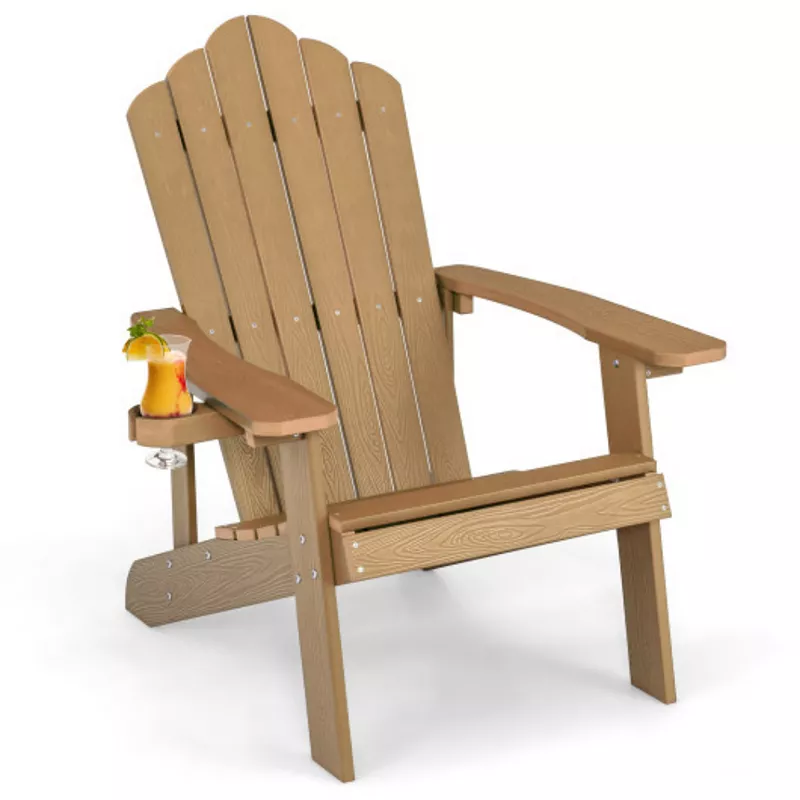 Weather Resistant HIPS Outdoor Adirondack Chair with Cup Holder