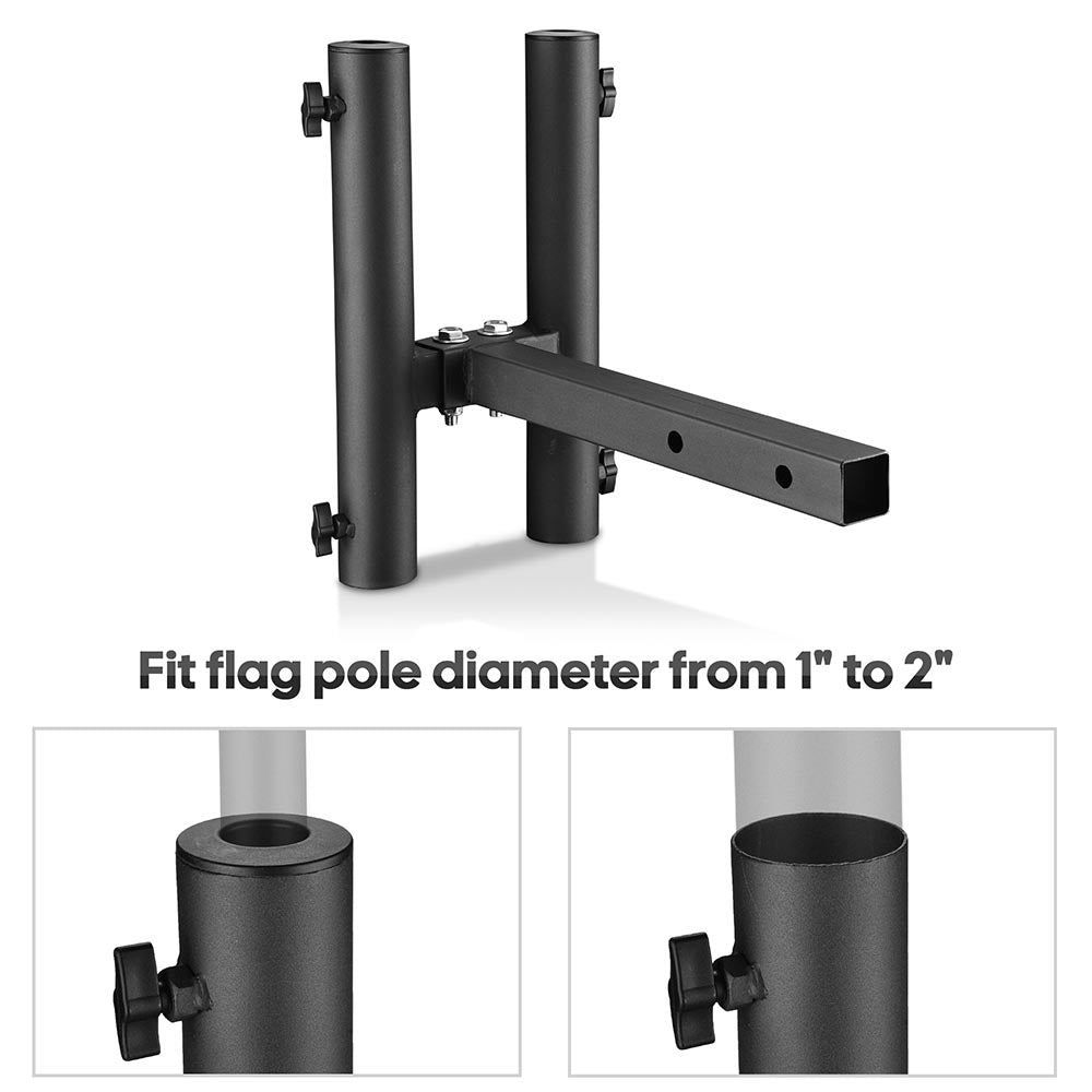 Yescom Hitch Mount Dual Flag Pole Holder for 2