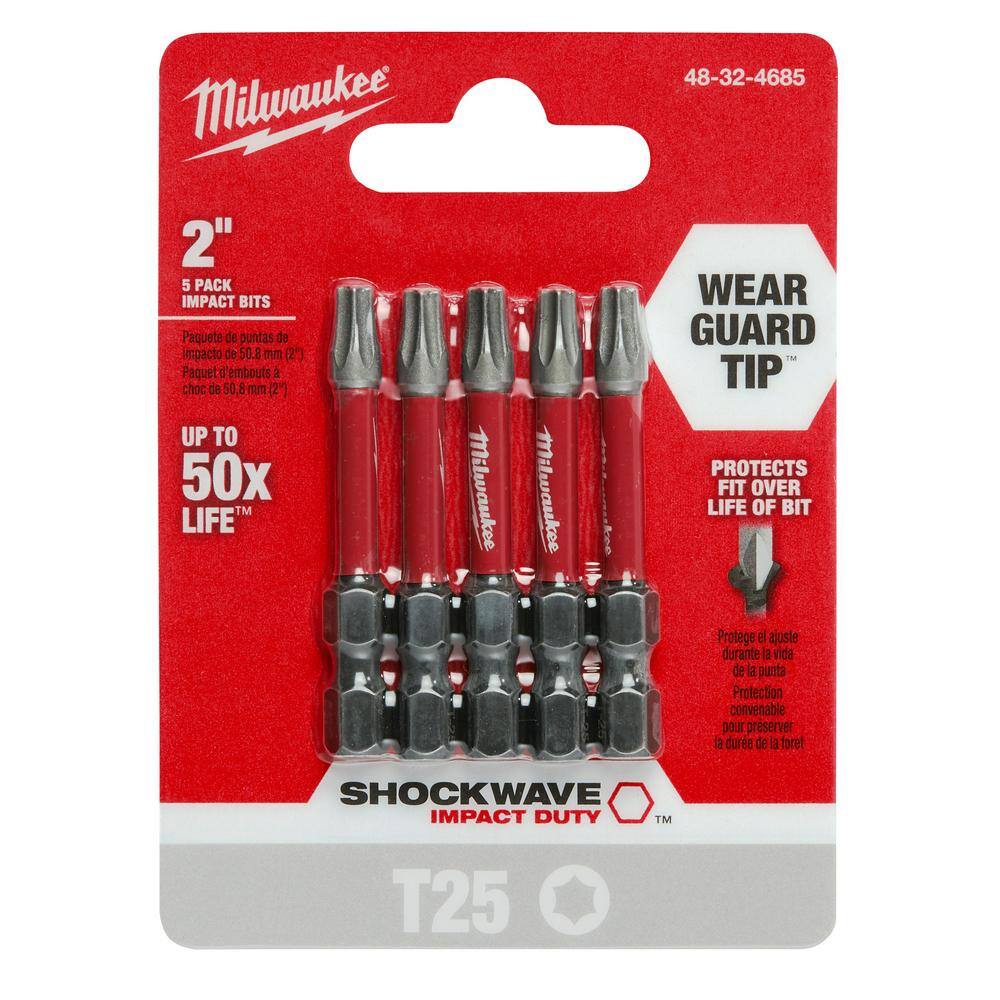 MW SHOCKWAVE Impact Duty 2 in. T25 Torx Alloy Steel Screw Driver Bit (5-Pack) 48-32-4685