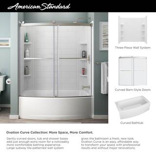 American Standard Ovation Curve 60 in. W x 60 in. H Sliding Frameless Tub Door in Matte Black AM00843400.243