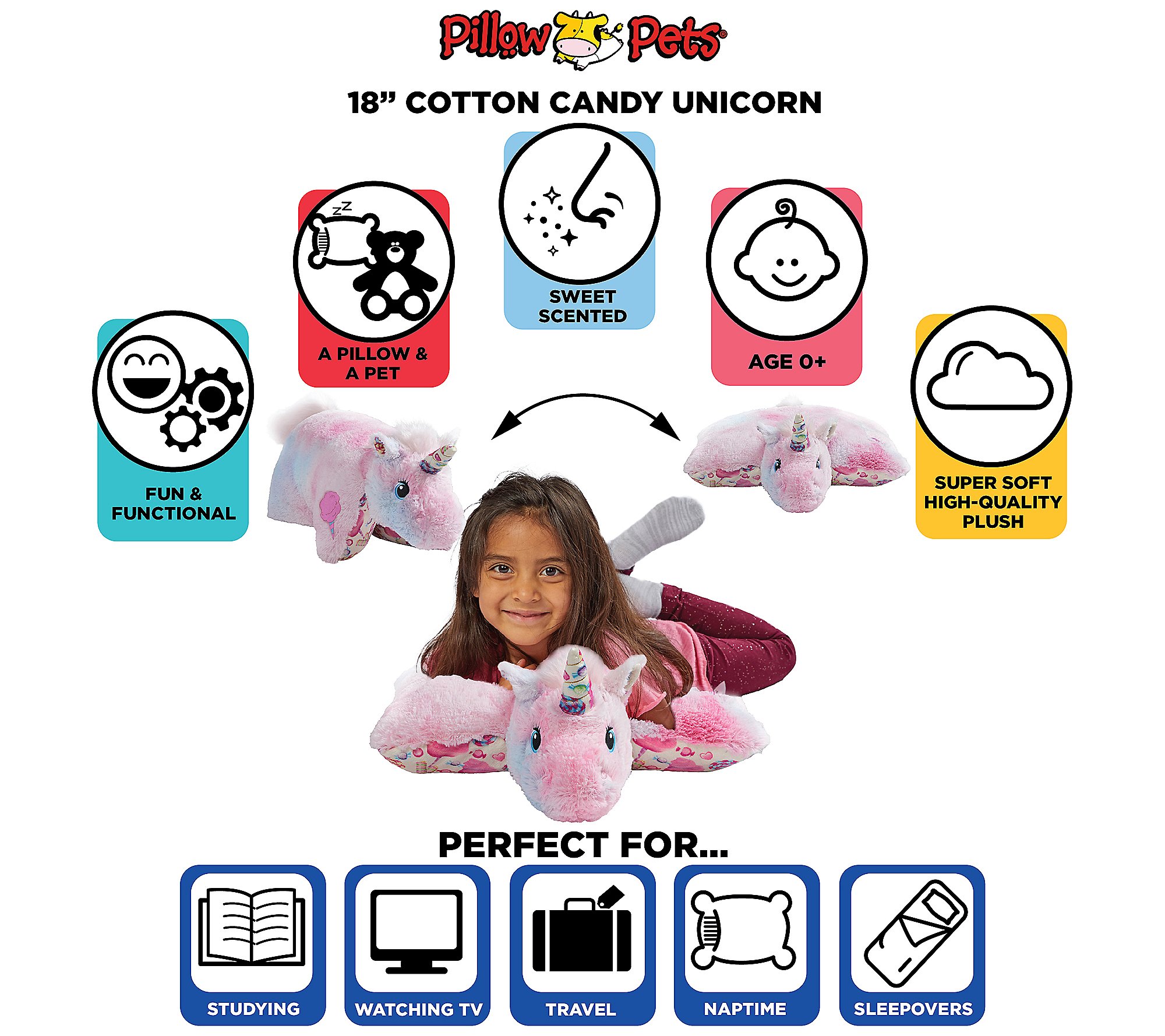 Pillow Pets Sweet Scented Cotton Candy Unicorn Plush Toy