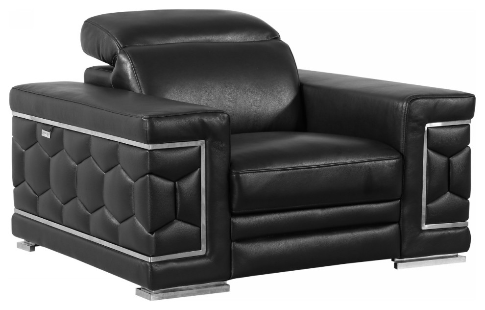 114 quotSturdy Black Leather Sofa Set   Contemporary   Living Room Furniture Sets   by UStradeENT LLC  Houzz