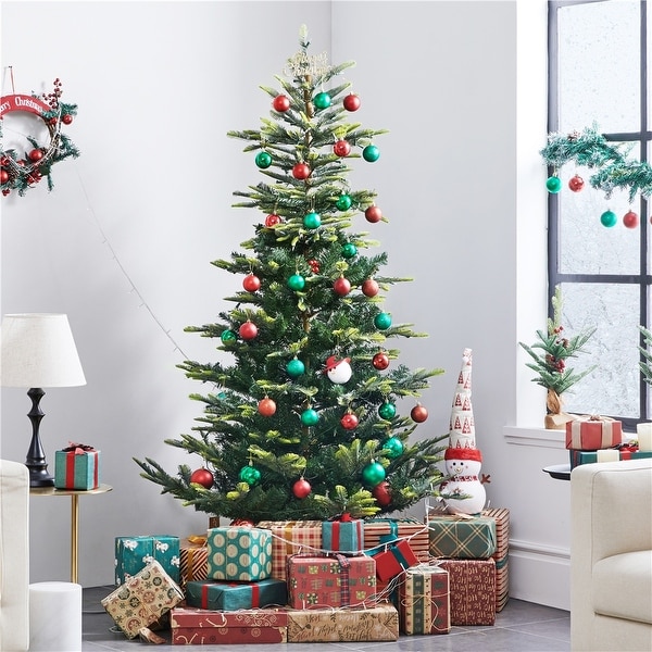 Yaheetech PreLit Christmas Tree Artificial Christmas Tree with Warm White Incandescent Lights