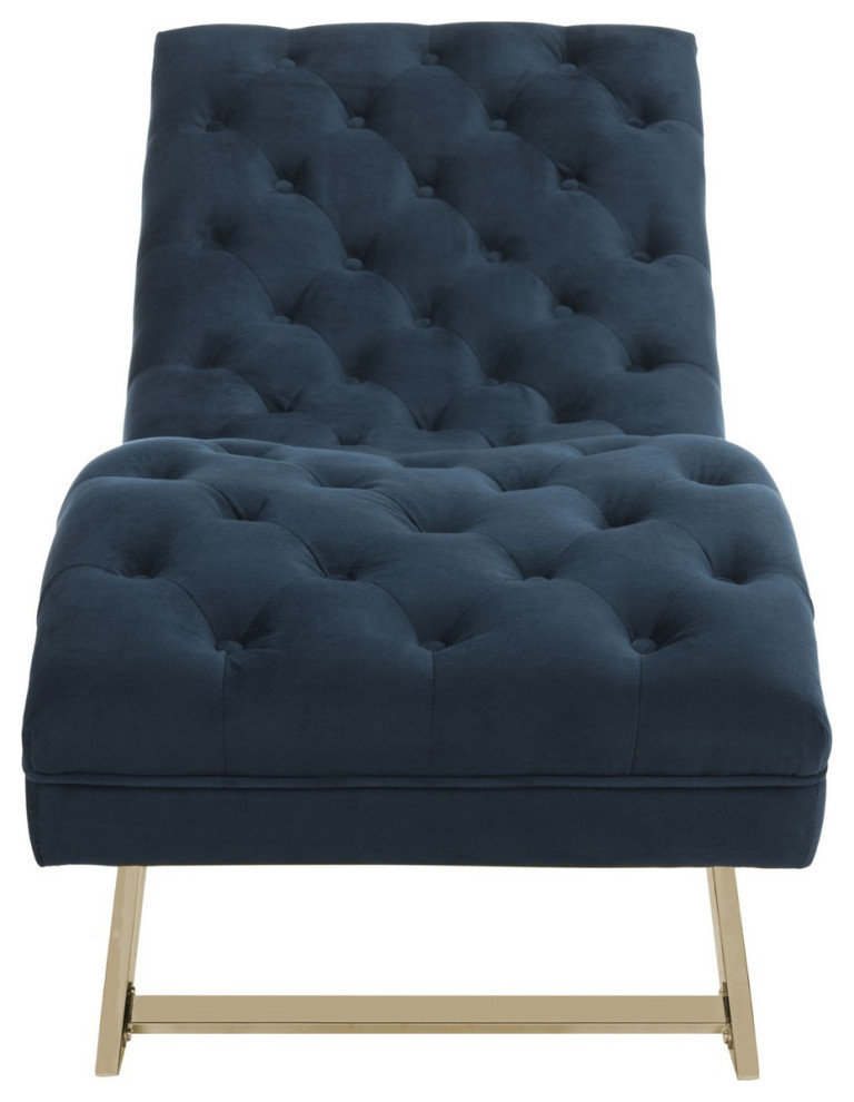 Boyd Chaise With Headrest Pillow Navy/Gold   Contemporary   Indoor Chaise Lounge Chairs   by V.S.D Furniture  Houzz