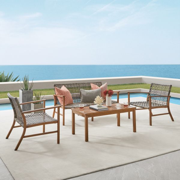 Ridley 4Pc Outdoor Wicker And Metal Conversation Set