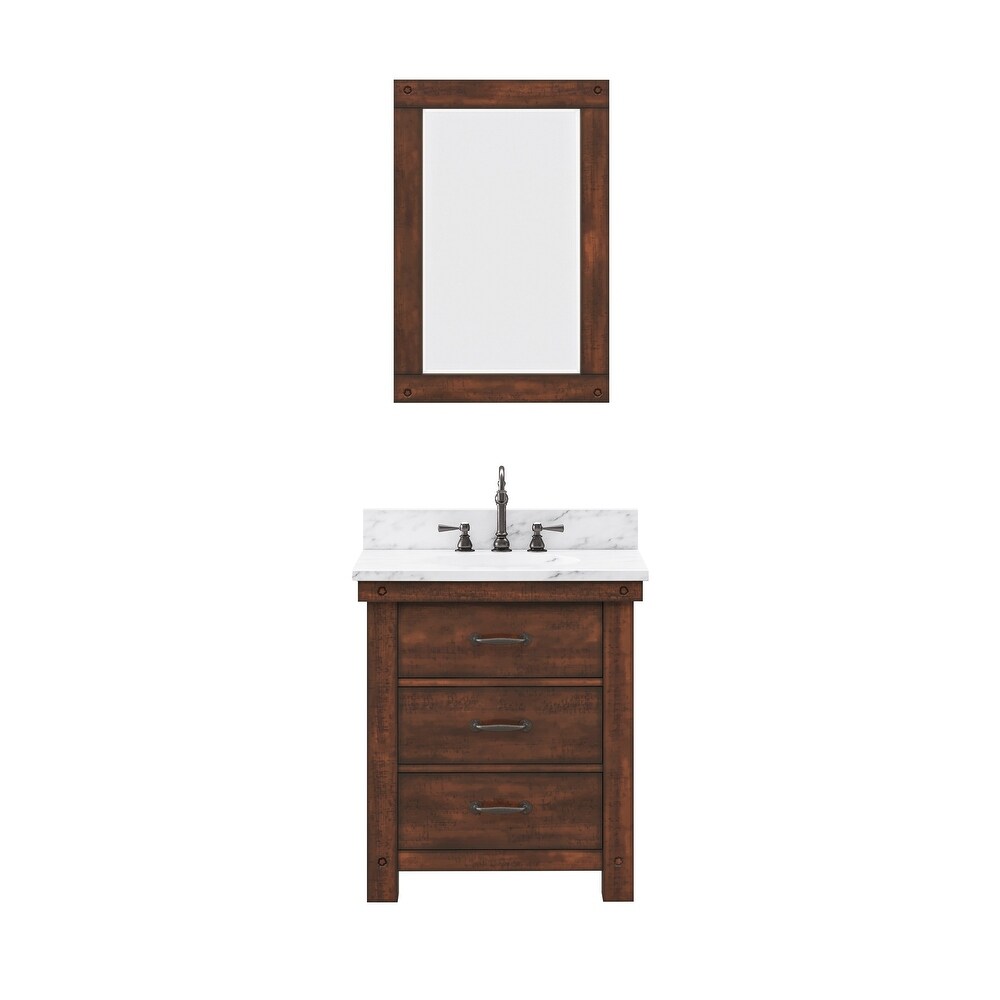 Aberdeen Carrara Marble Countertop Vanity in with Mirror and Faucet