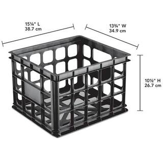 Sterilite Plastic Black Storage Box Milk Crate Containers Home (6 Pack) 16929006 6 x 16929006