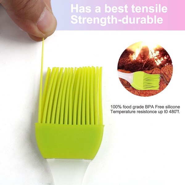 2pcs Flexible Silicone Brush Heat Resistant Non-stick Cooking Tool - Green