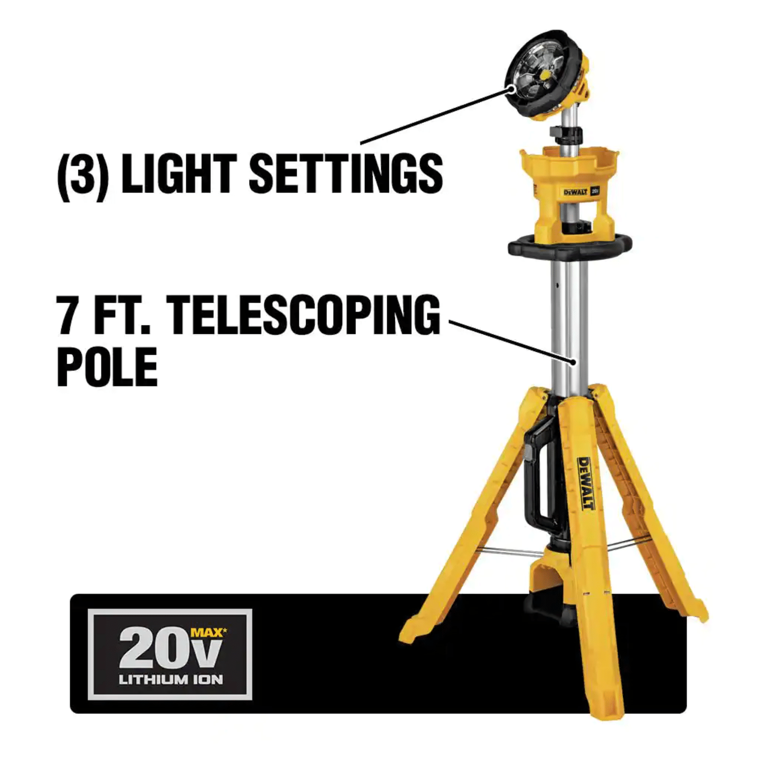 Dewalt 20-Volt Max 3000-Lumen Tripod Light with a 20-Volt Battery 5.0Ah and Charger (DCB205CKWDCL079B)