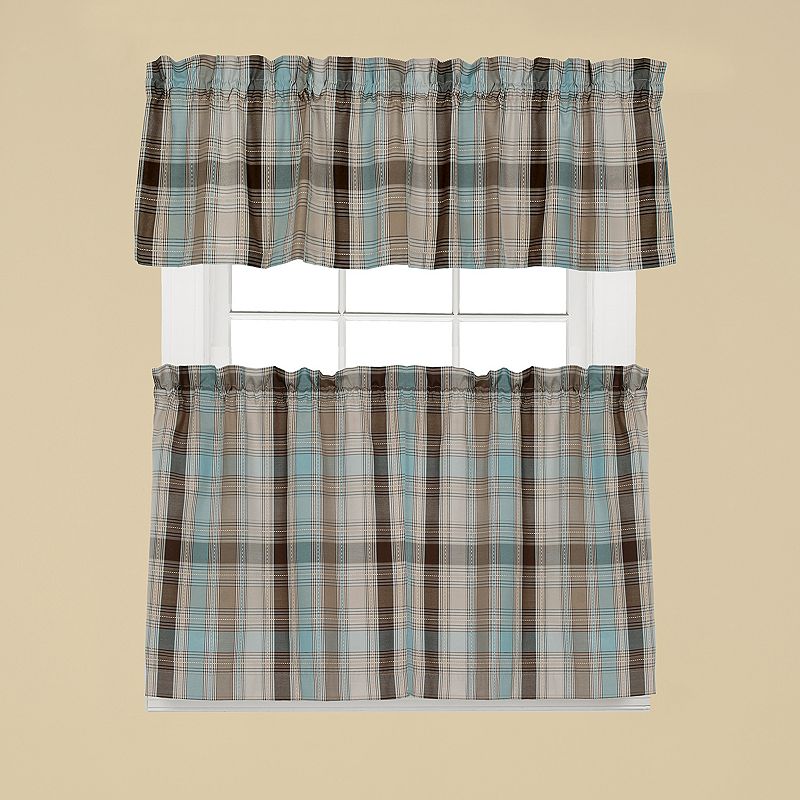 Saturday Knight， Ltd. Cooper Plaid Tier Kitchen Window Curtain Set