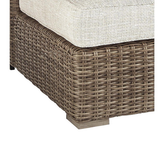 Benjara BM213380 Handwoven Wicker Frame Fabric Uph...