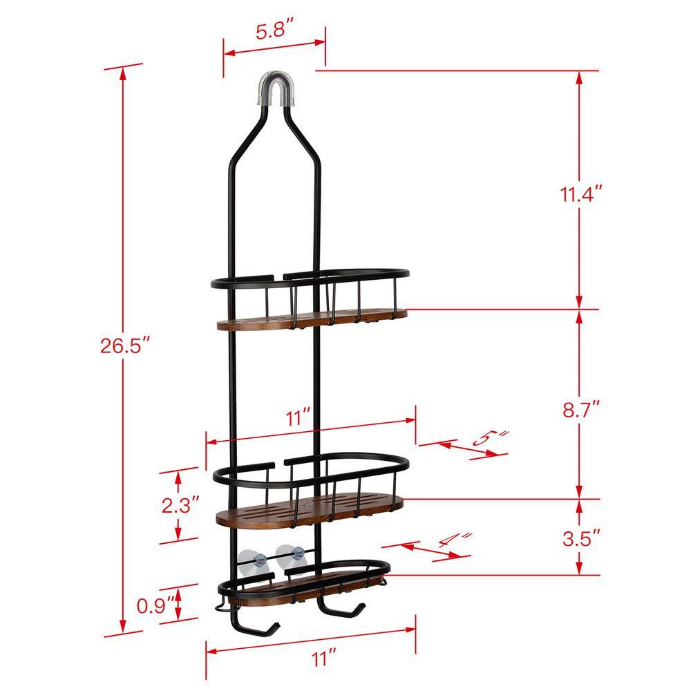 Utopia Alley Tia Rustproof Over the Shower Caddy 3 Teak Shelves SHC16