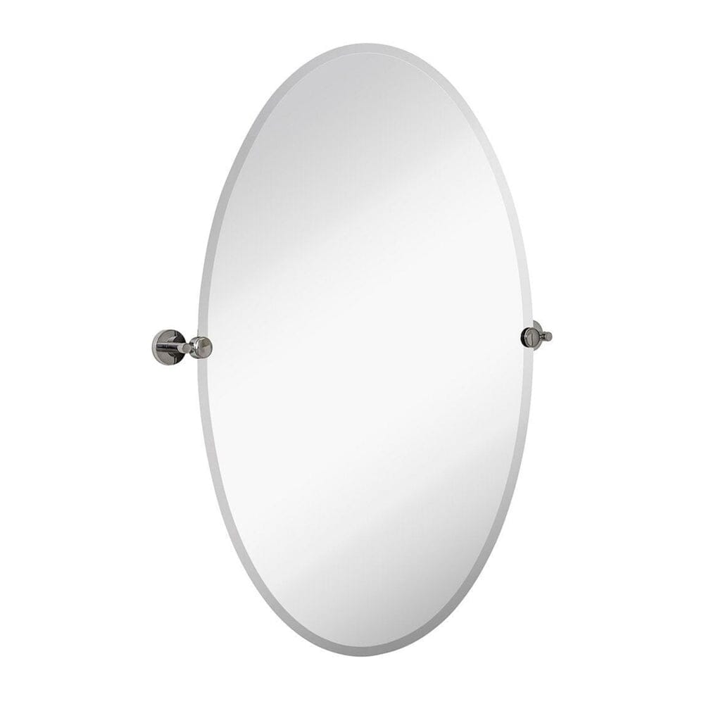 Large Pivot Rectangle Mirror with Polished Chrome Wall Anchors