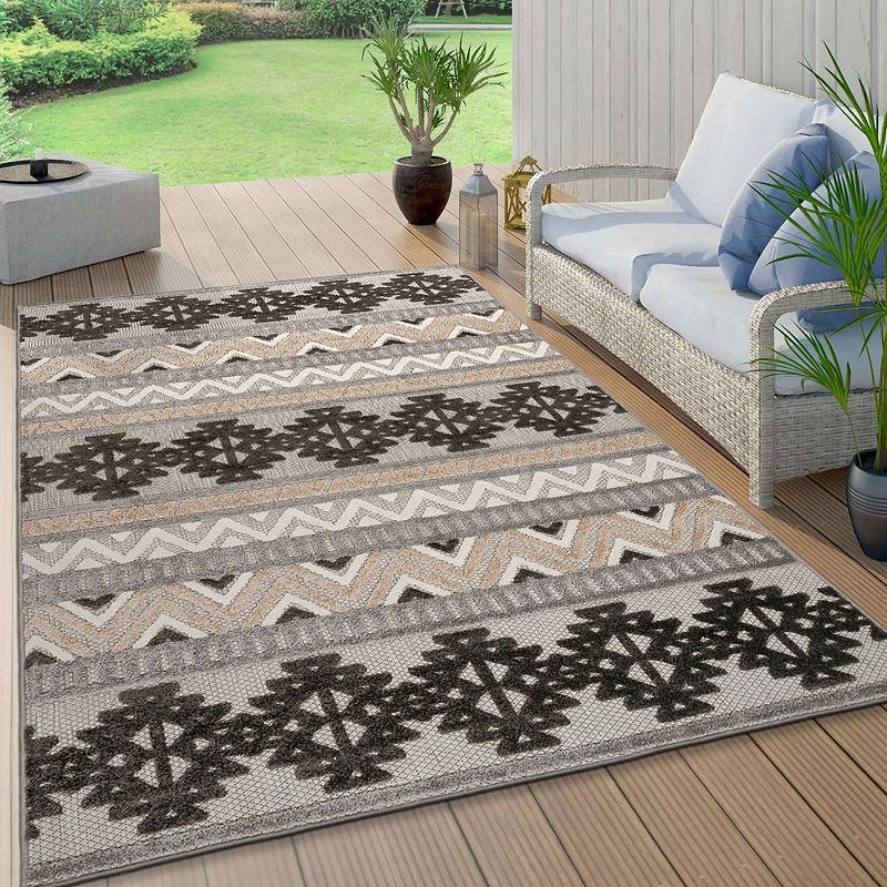 World Rug Gallery Contemporary Geometric Bohemian Indoor Outdoor Rug