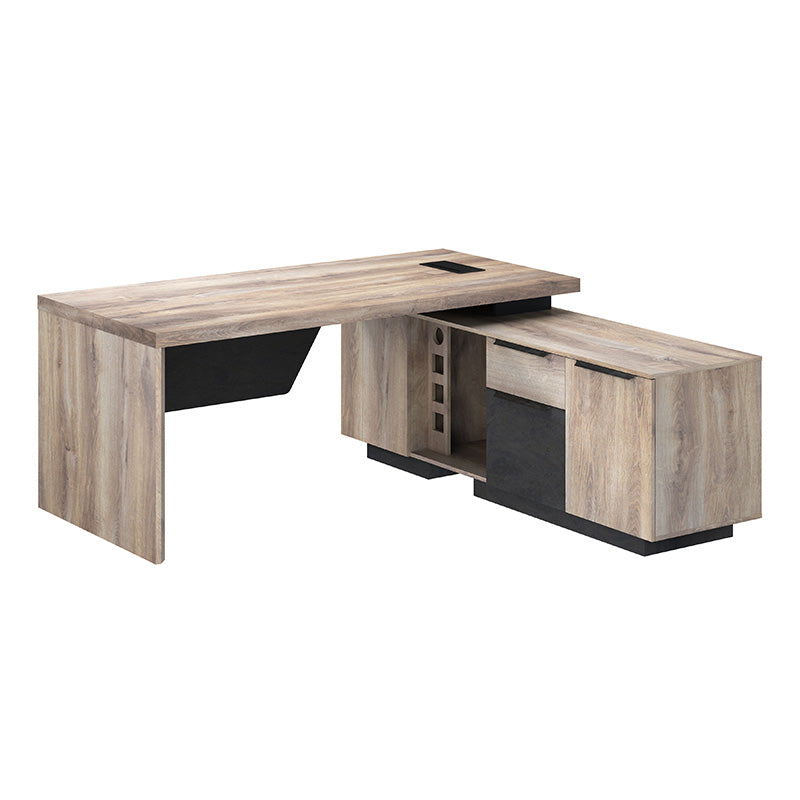 BALDER Executive Desk with Right Return 1.8-2.0M - Warm Oak & Black