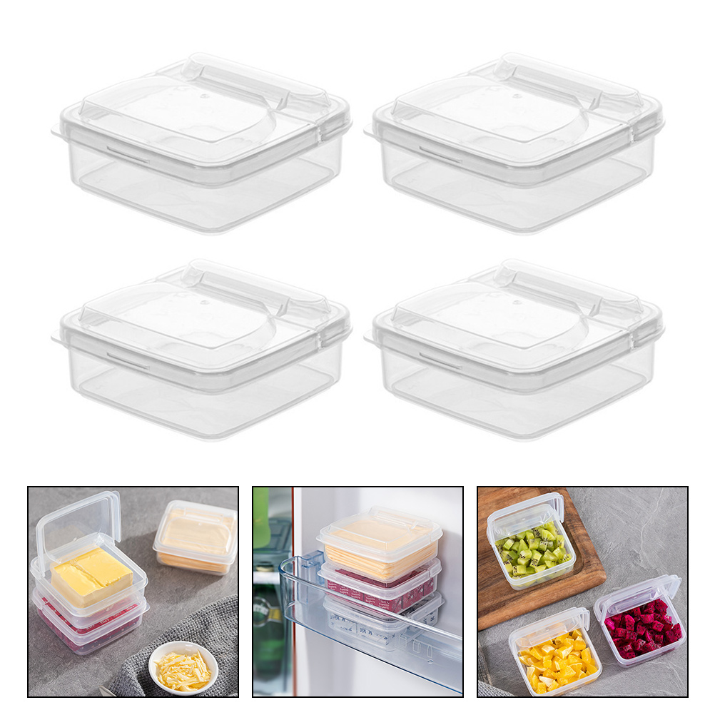 Hemoton 4Pcs Cheese Slice Storage Cases Butter Boxes Fruit Containers Fresh-keeping Cases