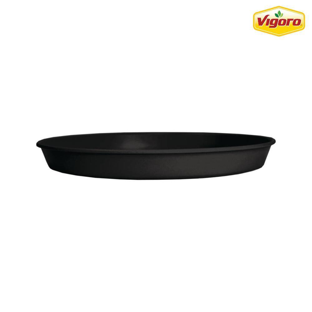 Vigoro 16 in. Dia. Antonella Black Plastic Plant Saucer PCS16005G18