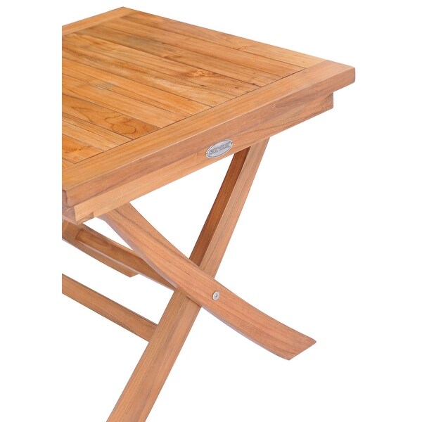 Chic Teak Titanic Outdoor Teak Wood Folding Side Table，20 inches square