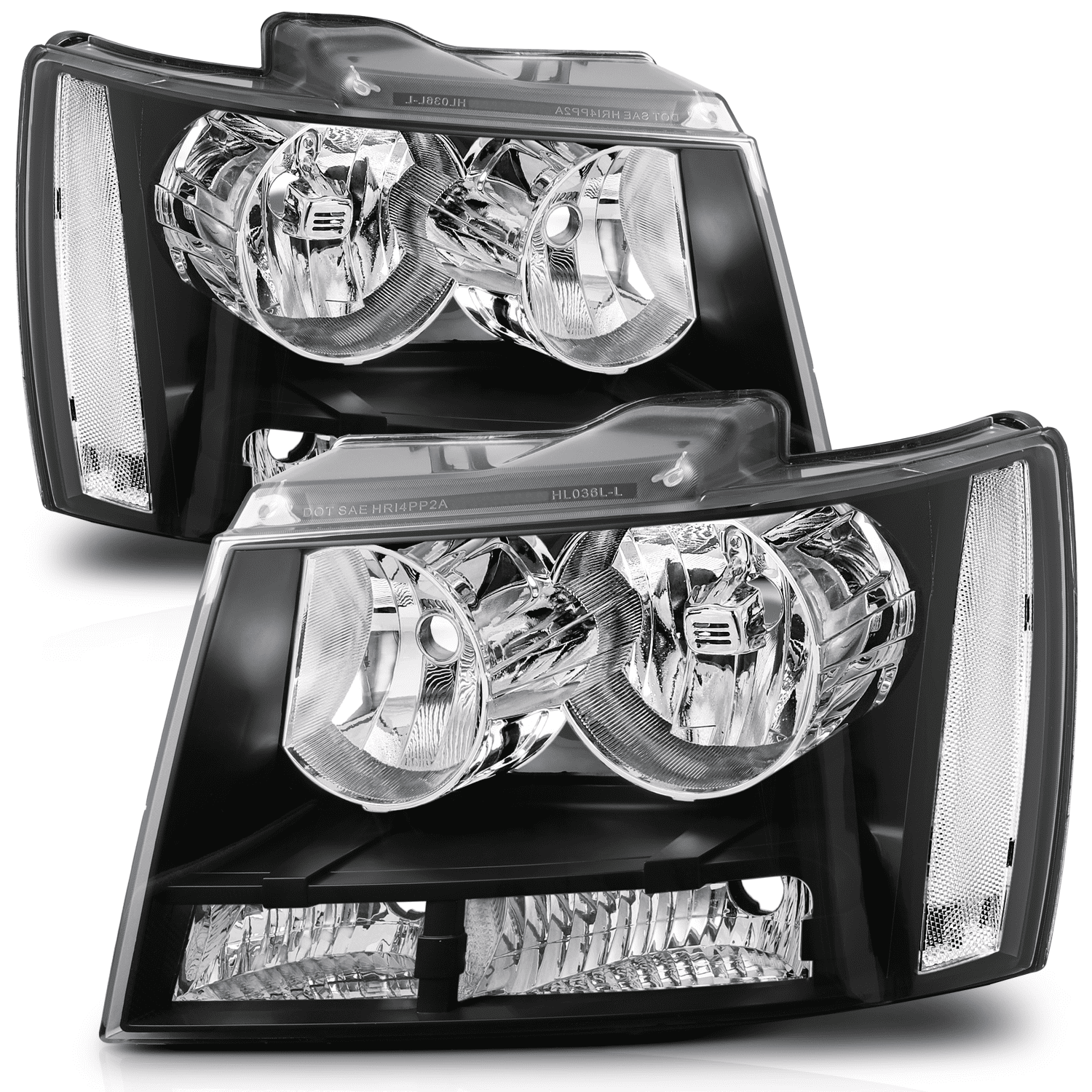 M-AUTO Headlight Assembly for 07-14 Chevy Tahoe Suburban 1500 / 07-13 Avalanche Suburban 2500， Black Housing Clear Lens Clear Corner