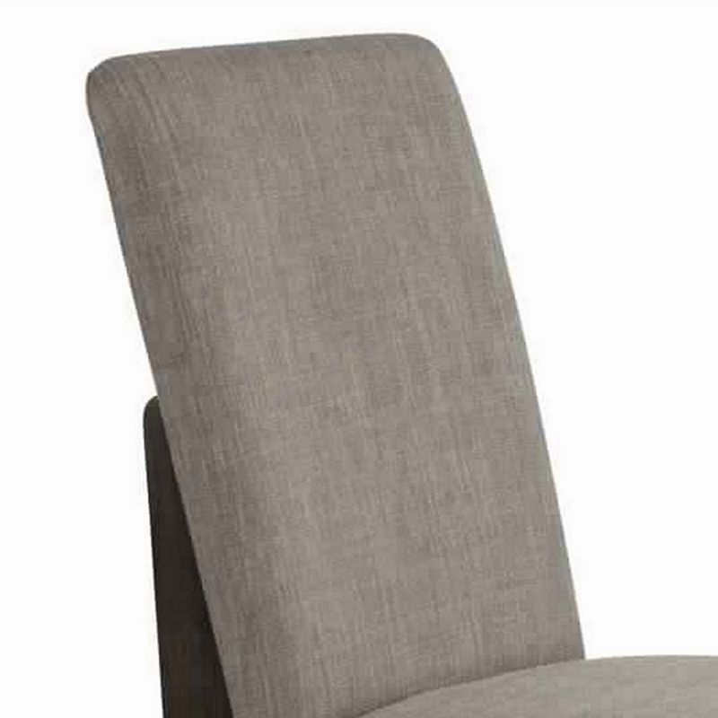 Fabric Upholstered Side Chair with Tapered Legs， Set of 2， Gray and Brown