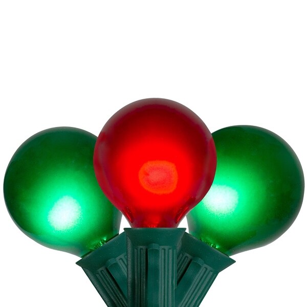 15Count Red Green G50 Globe Christmas Light Set，13.5 ft Green Wire