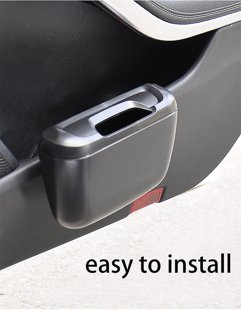 Portable Car Trash Can Holder Mini Bin Door Hanging Box Garbage Box Dust Case Car Storage Holder Container Cleaning Supplies Silver