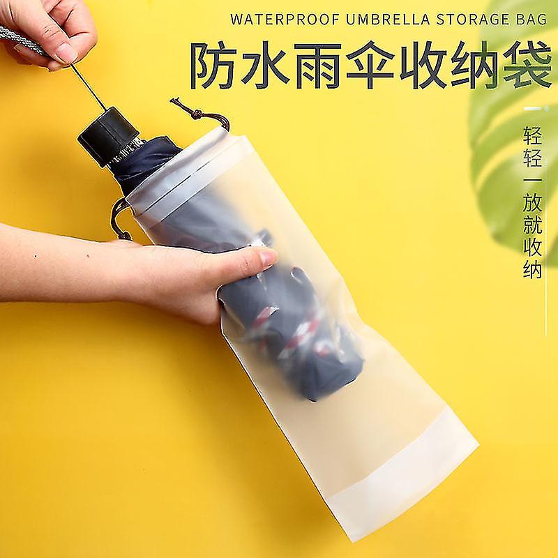 2pcs Umbrella Storage Bag Transparent Waterproof Pull Rope Bag Plastic Bag Out Storage Moisture Proof Dust Bag Bundle Mouth Storage Bag