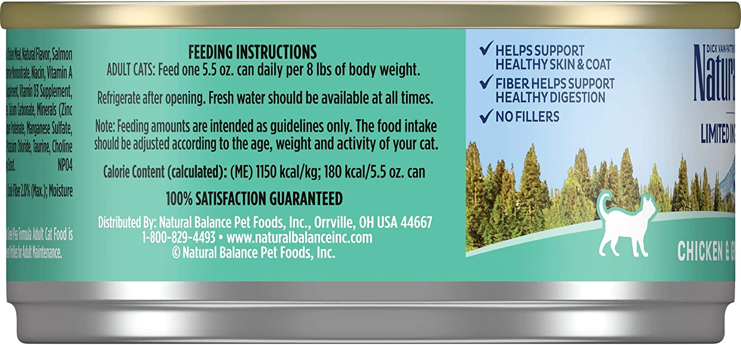 Natural Balance L.I.D. Limited Ingredient Diets Chicken and Green Pea Formula Grain-Free Canned Cat Food 5.5-oz case of 24