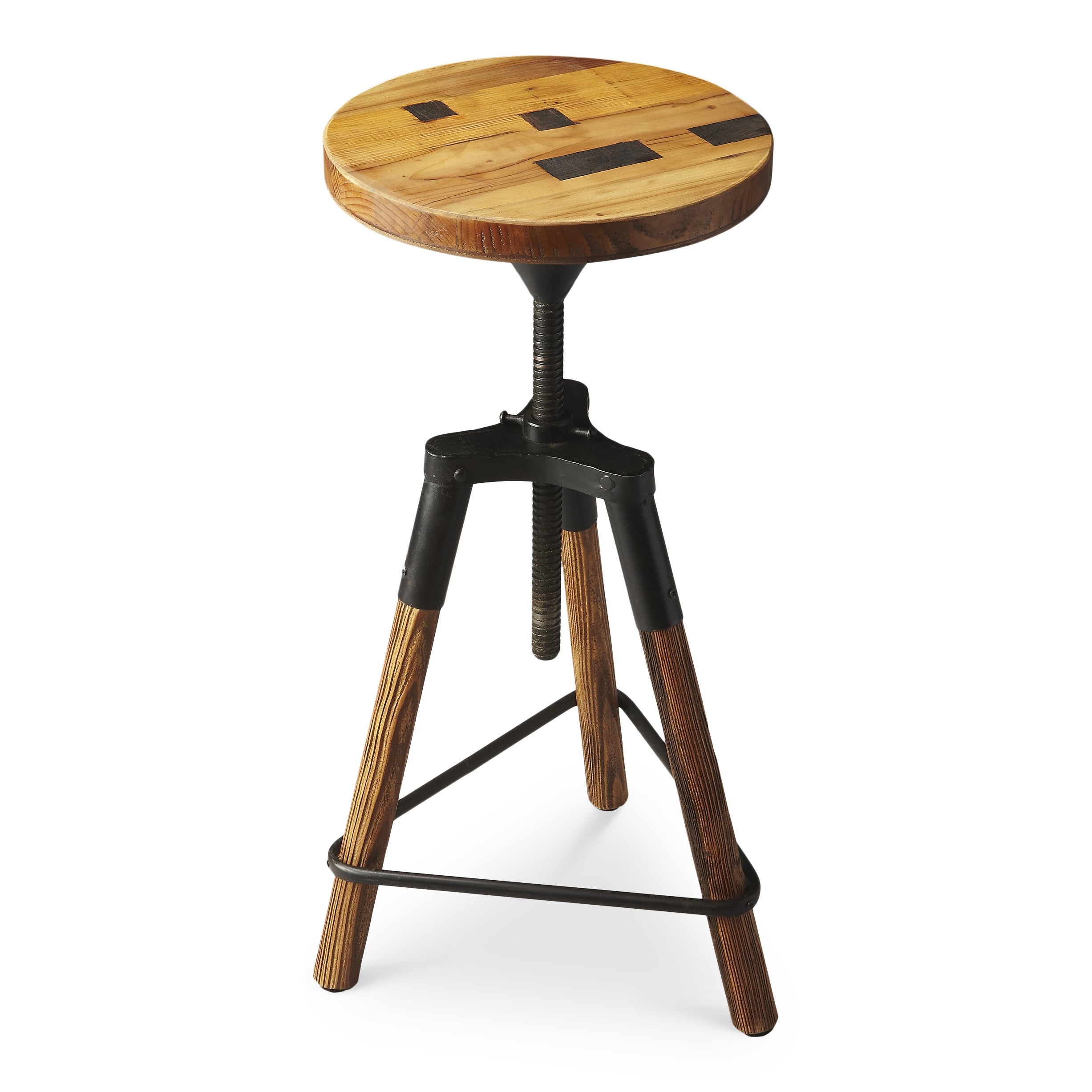 Hinton Reclaimed Wood Revolving Bar Stool