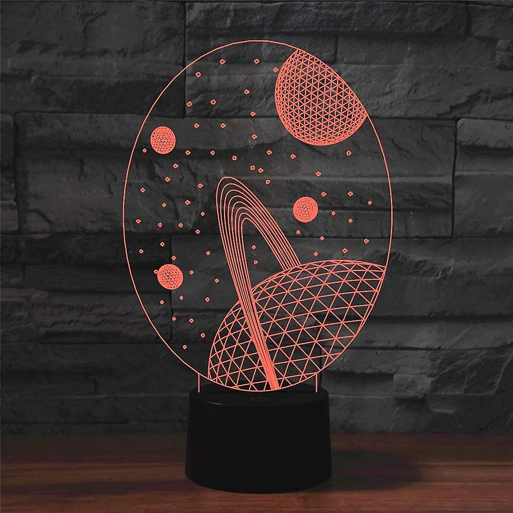 3d Outer Space Night Light Remote Control Power Touch Switch Table Desk Optical Illusion Lamps 7/16 Color Changing Lights Home Xmas Birthday Gift