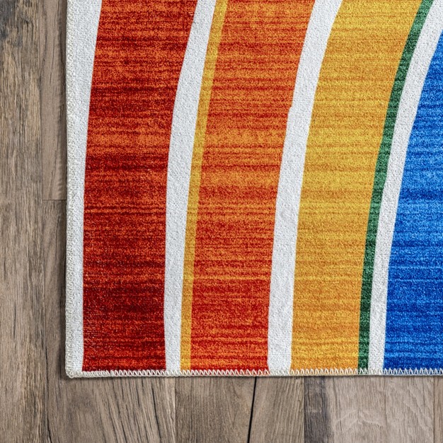 Nuloom Classic Double Rainbow Machine Washable Kids Area Rug