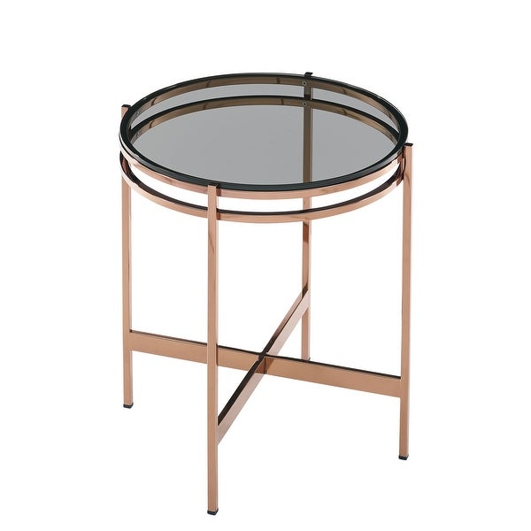 Modrest Bradford Modern Smoked Glass and Rosegold Small End Table