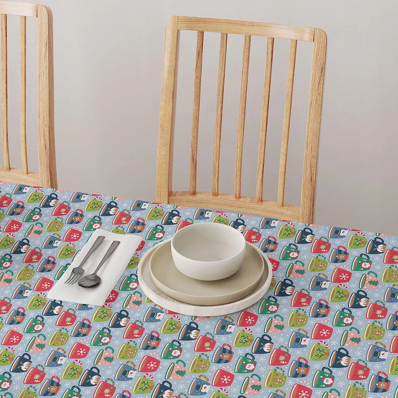 Square Tablecloth， 100% Polyester， 54x54， Holiday Hot Cocoa Mugs